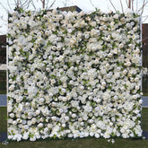 Aperturee - Aperturee Elegant Faux White Floral Bridal Shower Backdrop